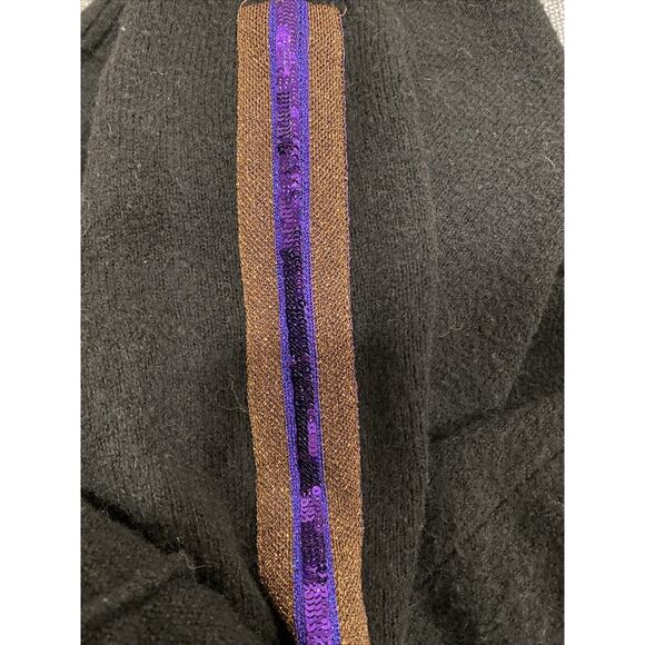 AnnaRita N Knit Couture Black Sweater with Sequin And Metallic On Sleeves Small - Picture 8 of 9
